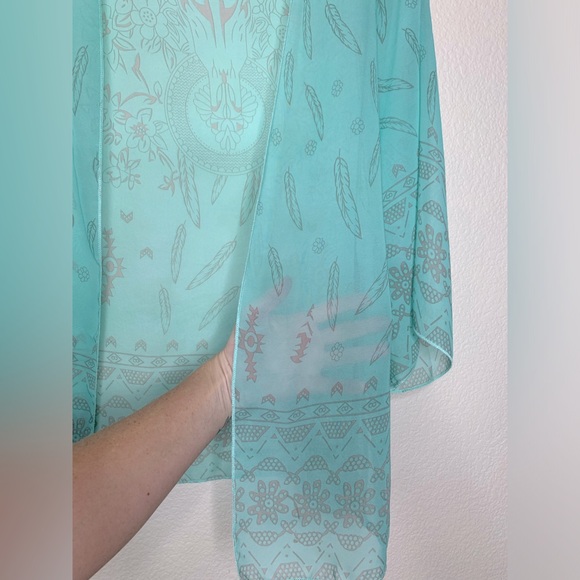 Dreamy Boho Kimono in Dusty Turquoise - Picture 6 of 7
